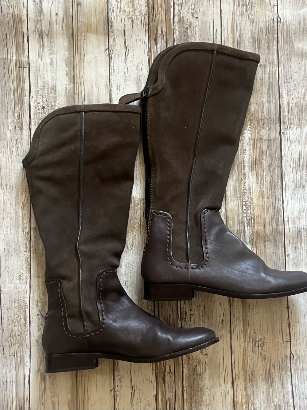 Splendid “Tulsa” Brown Tall Leather and Suede Riding Boots Sz 6